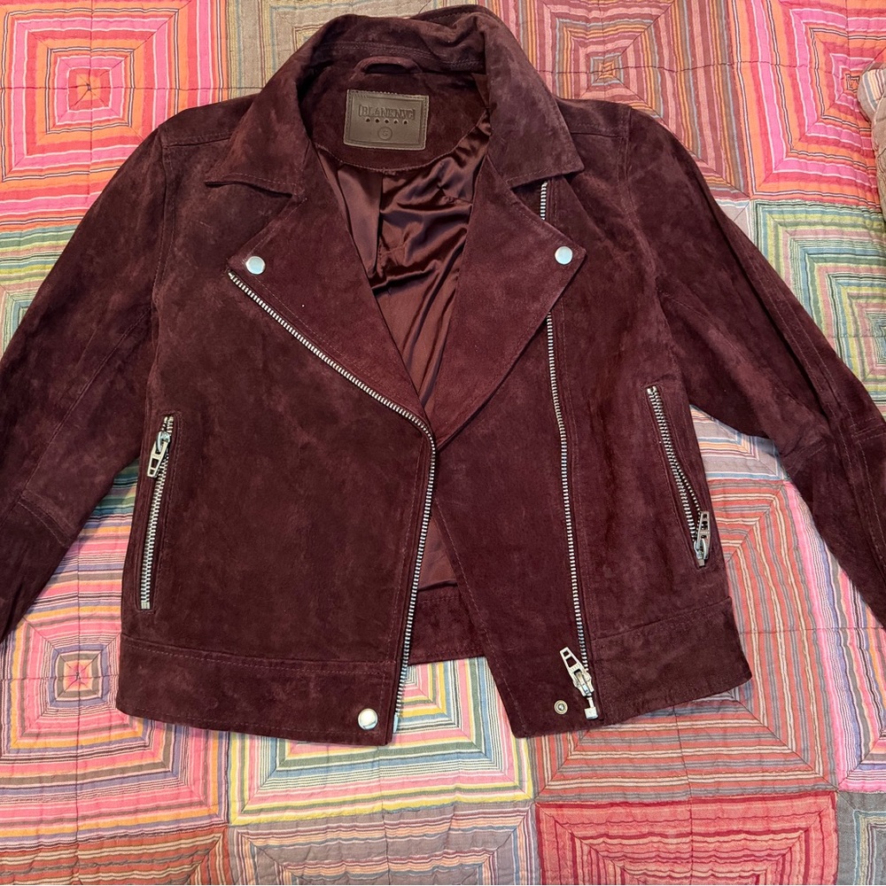Blank NYC Burgundy Suede Leather Jacket